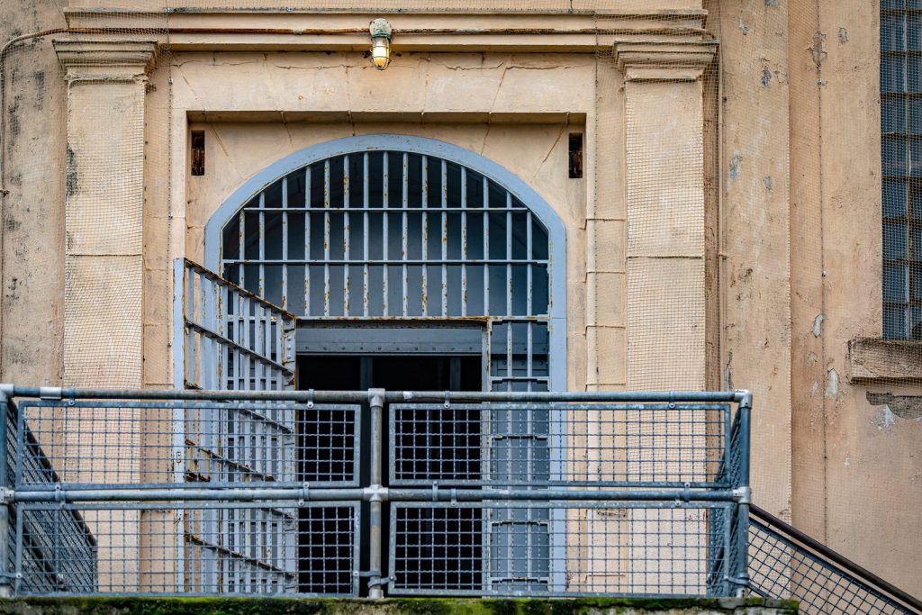 Entrance walkway on Alcatraz Island leading up toward the Cellhouse